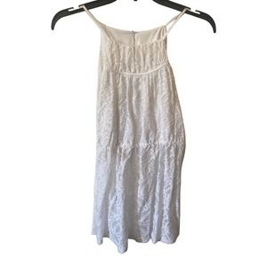 BCBGMaxazria Optic White Sleeveless Floral Lace Mini Dress Lined Size Large